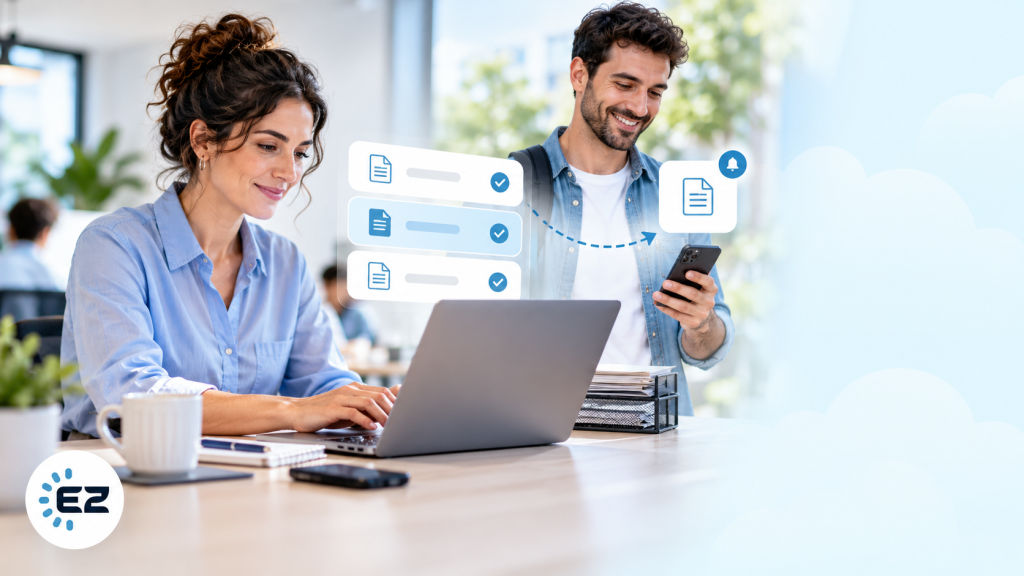 Small business owner reviewing employee paychecks and hours