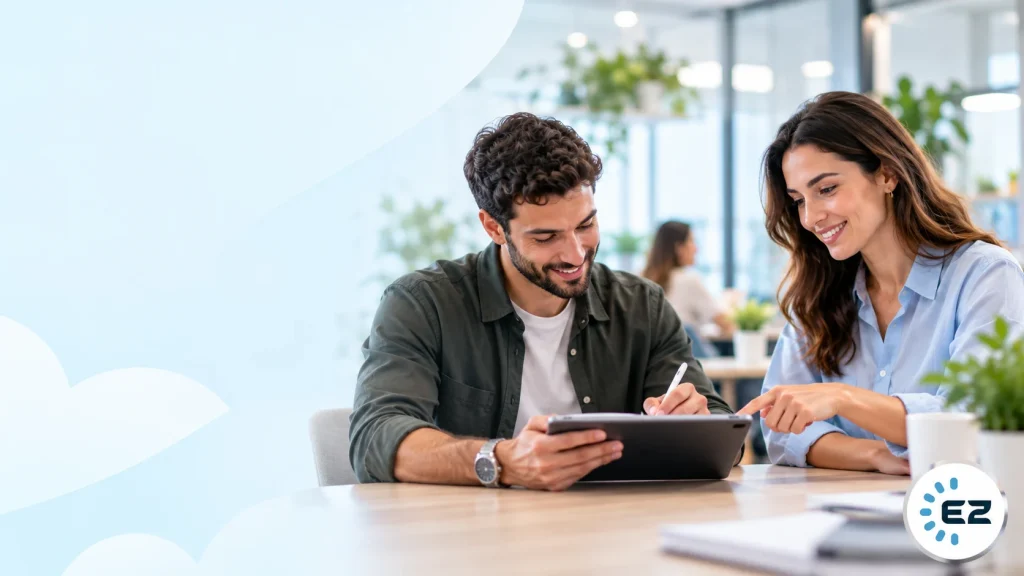 Employee and manager signing HR forms digitally
